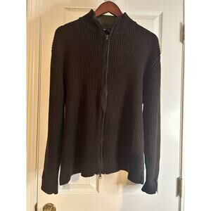 Metropolitan View Men’s L 100% Merino Wool Full Zip Ribbed Sweater Brown